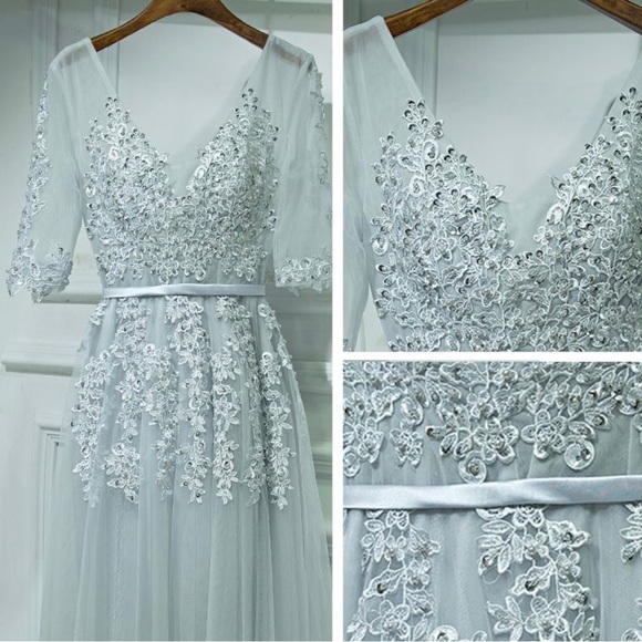 White Tulle + Lace Gown - Picture 4 of 9